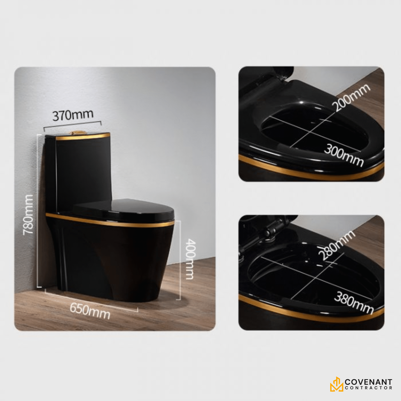 Black & Gold One-Piece Toilet - Image 2