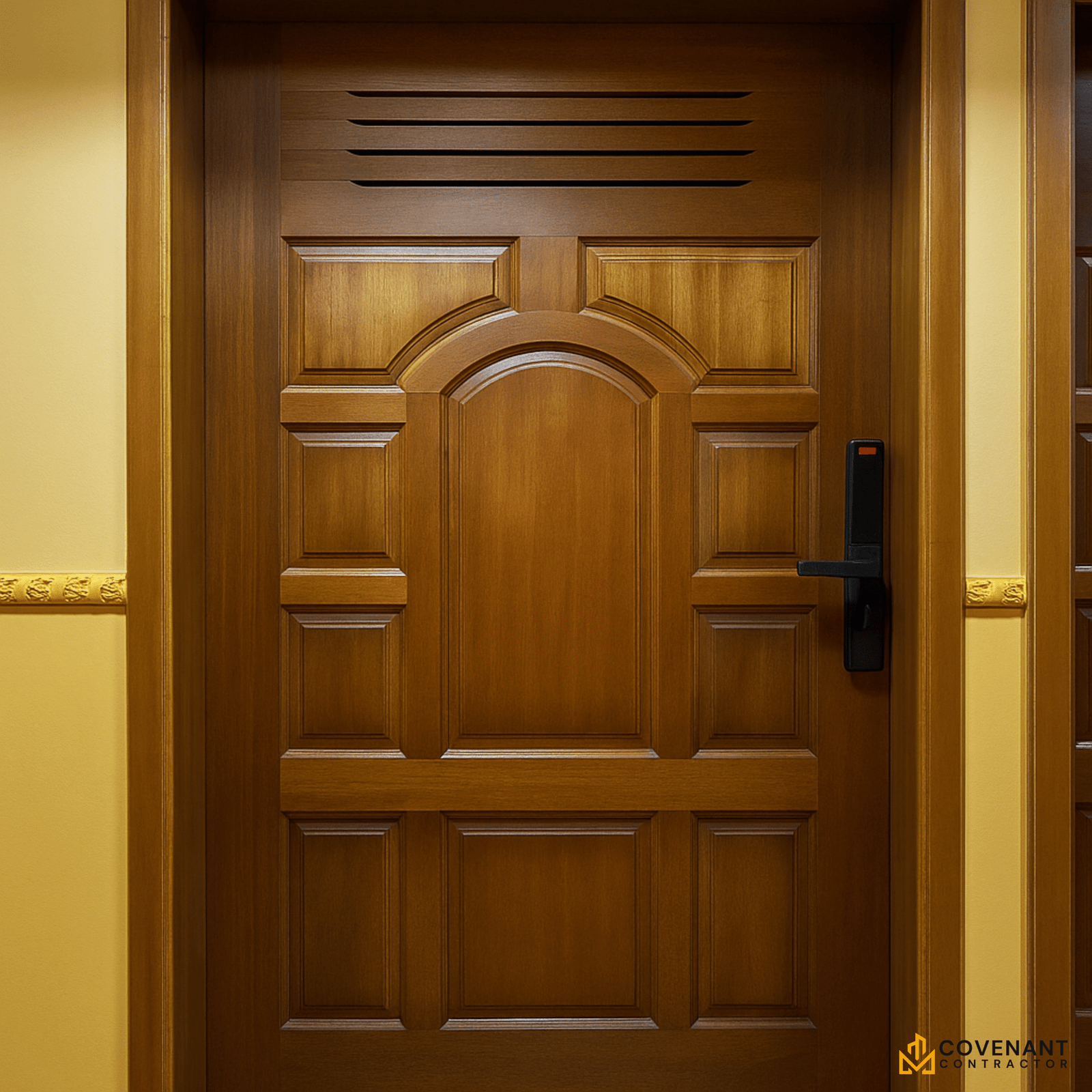 Premium Solid Mahogany Security Door with Digital Lock - Image 2