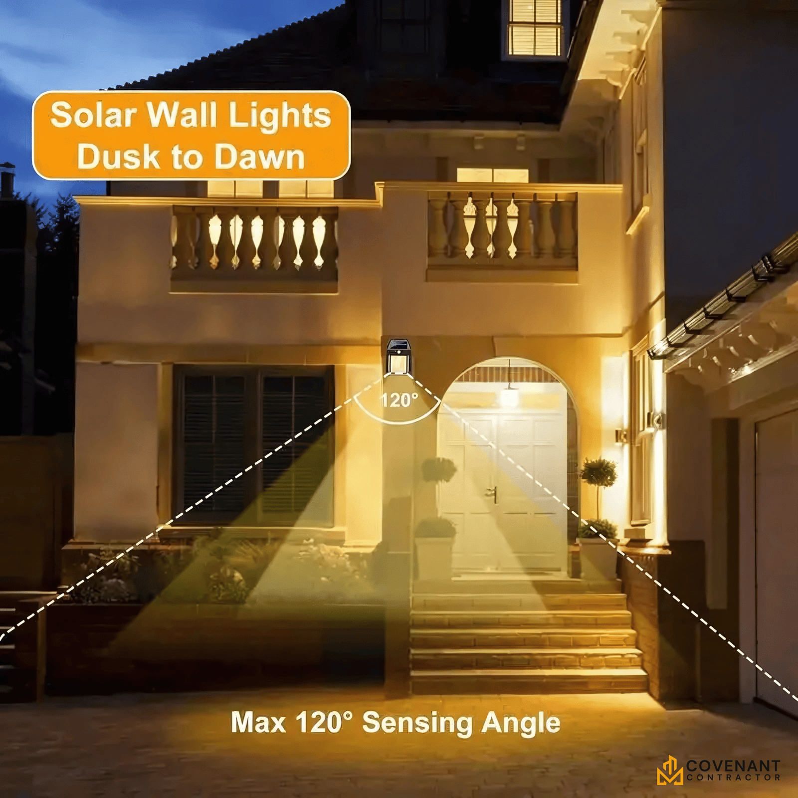 6-Pack Solar Wall Lights – IP65 Waterproof with 3 Lighting Modes & Motion Sensor