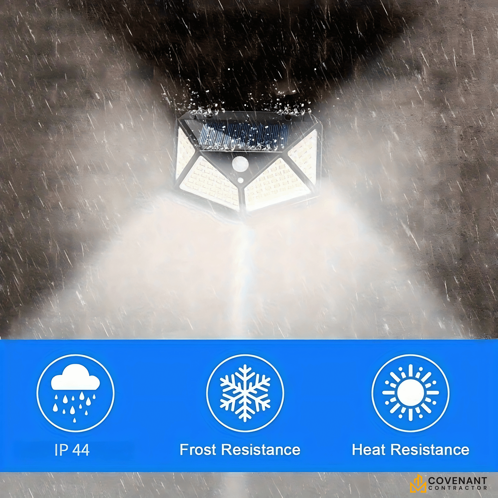 100-LED Motion Sensor Security Light – IP44 Weatherproof Outdoor Lighting - Image 3