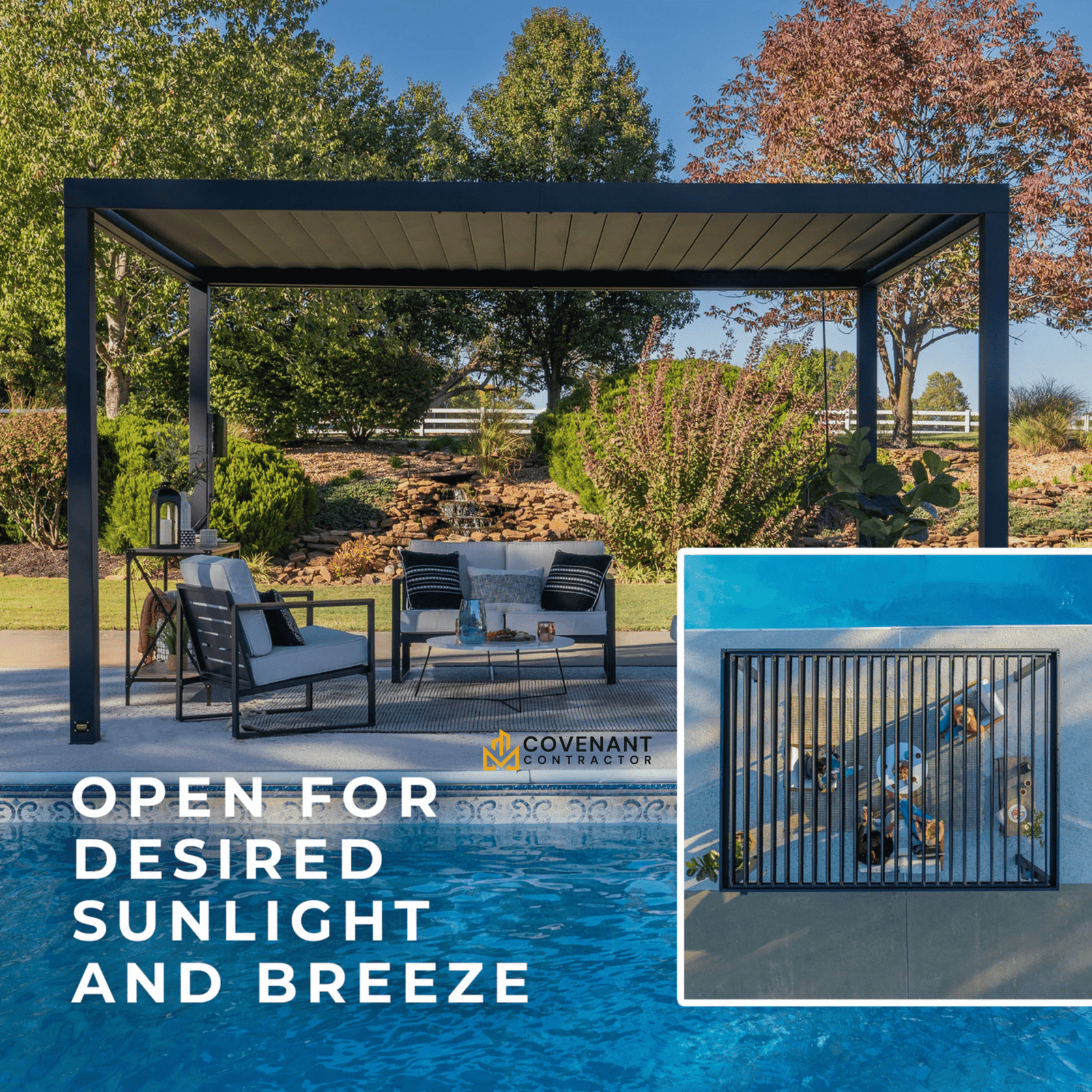 Sarasota 14'x10' Louvered Steel Pergola