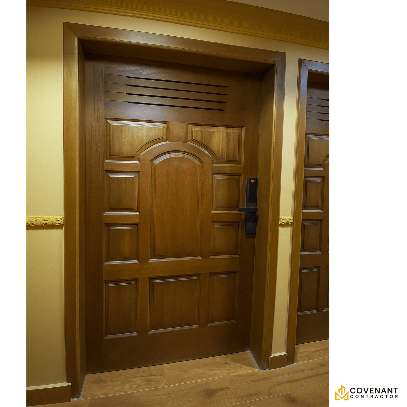Premium Solid Mahogany Security Door with Digital Lock - Image 2