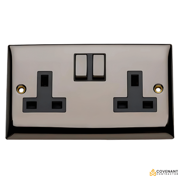 Double Switched Socket - Black Nickel