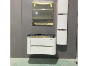 70cm Sleek White Bathroom Vanity with LED Mirror and Storage