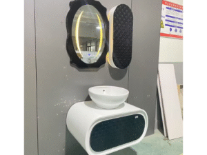 80cm Modern Oval Bathroom Vanity Set with LED Mirror