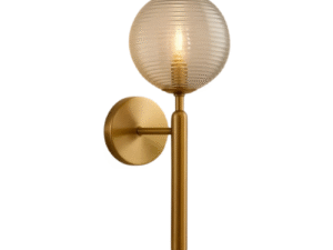 Striped Glass and Gold Metal Wall Light